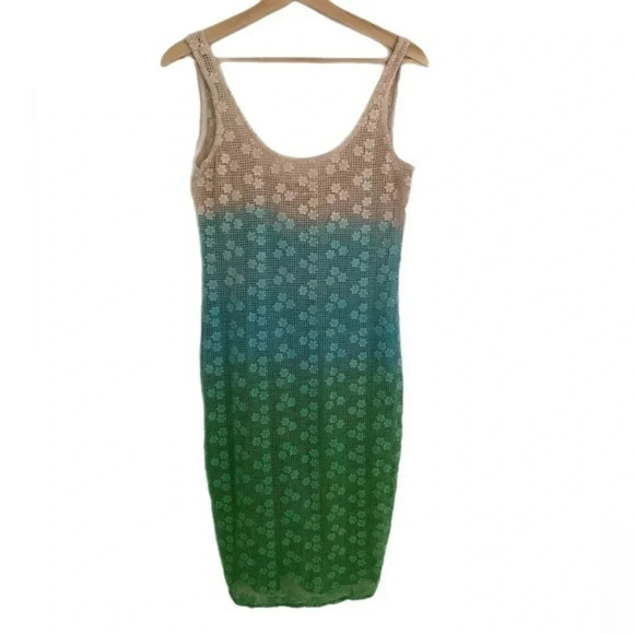 Maia Bergman Crochet Daisy Flower Beach Midi Bodycon Resort Festival Dress Small - Picture 1 of 5